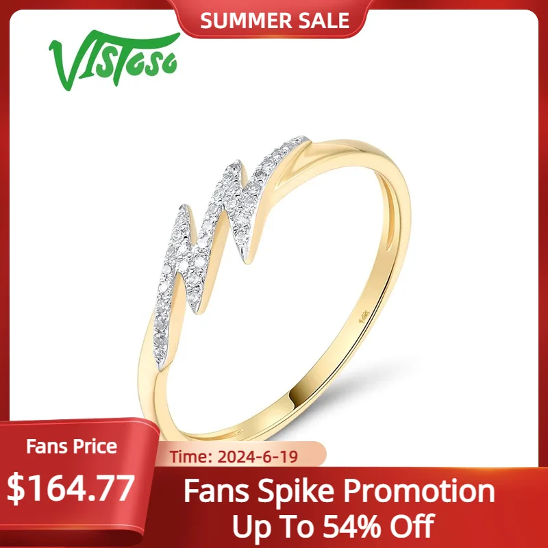 

VISTOSO Genuine 14K 585 Yellow Gold Rings For Women Shiny Diamond Lightning Ripple Fashion Wedding Anniversary Gift Fine Jewelry