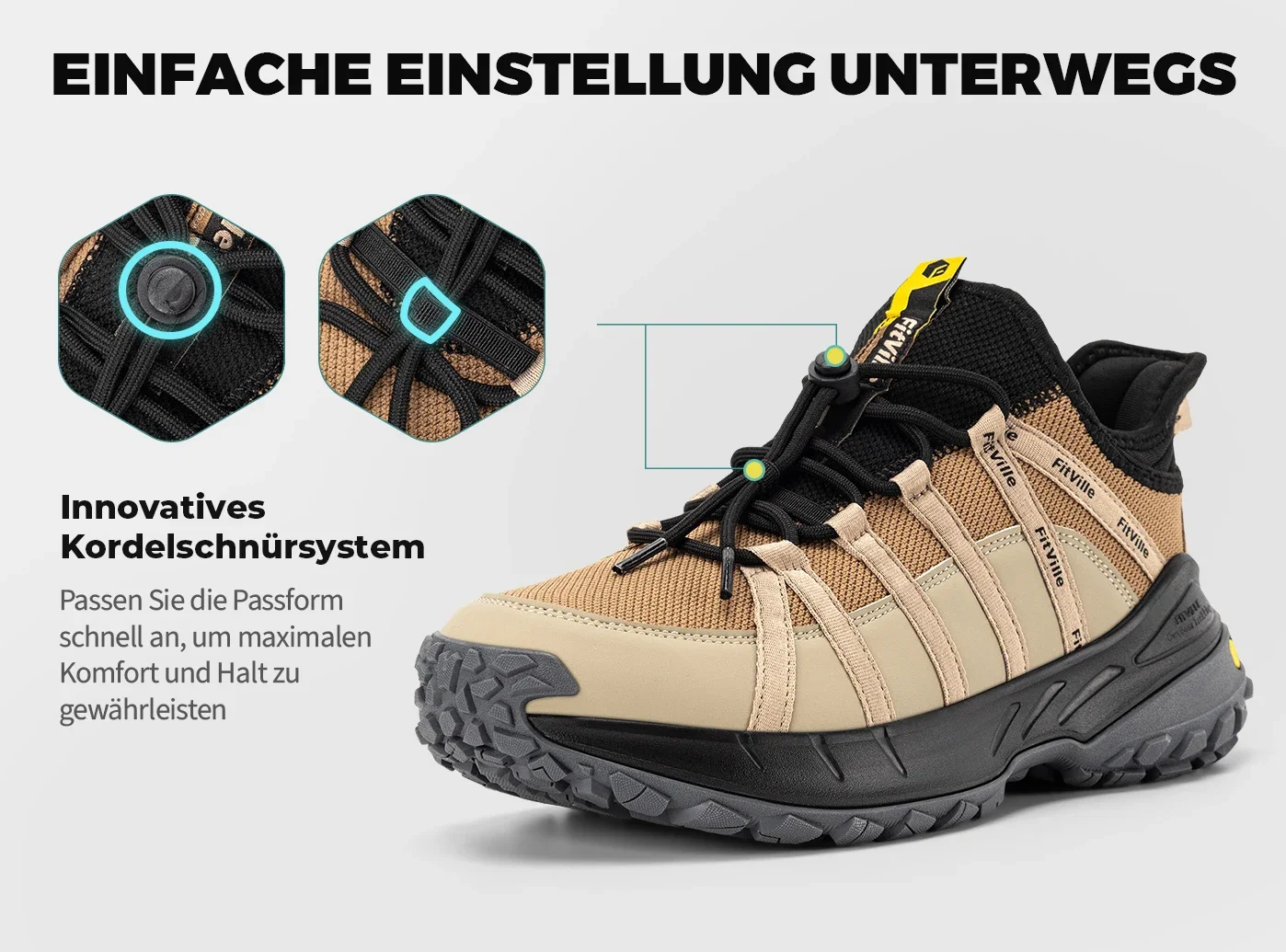 FitVille Breite Slip-On-Schuhe für Herren, zum Gehen, Wandern, Schuh, Outdoor, Trekking, Loafer, Fußgewölbeunterstützung, rutschfest, breite Zehenbox – Detail 8