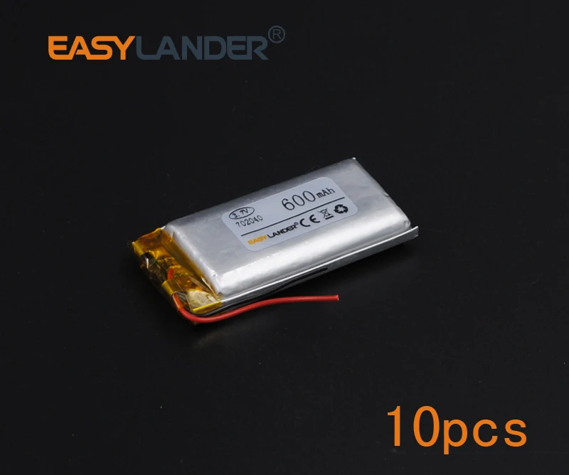 

10pcs/Lot 3.7V 600mAh 702040 Rechargeable li Polymer Li-ion Battery For bluetooth headset mp3 speaker recorder wristband 072040