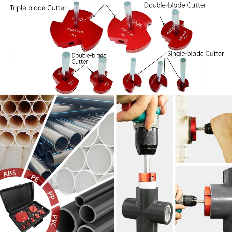 MaXpeedingrods 5 Pcs PVC Pipe Reamer Kit With 1 Inch, 1-1/2 Inch, 2