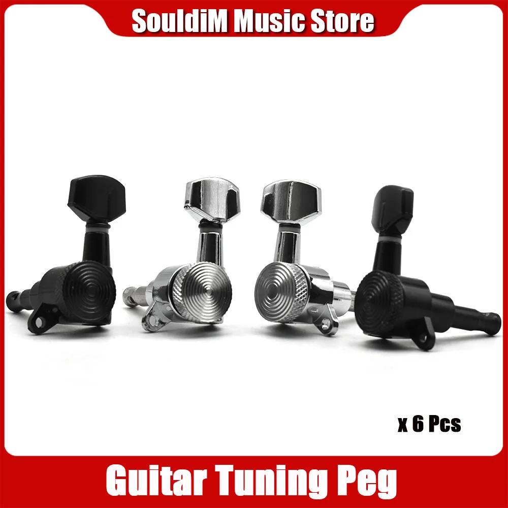 6pcs Black Locked String Guitar Tuning Pegs Tuners Machine Heads for