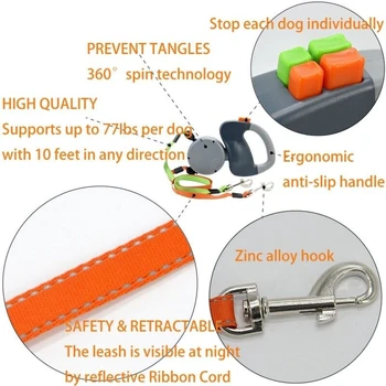 Strong and reliable double retractable leash for two dogs - Ensuring a safe and enjoyable walking experience for pet owners with 2