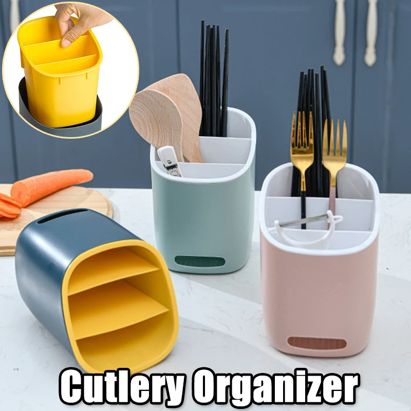 

Creative Cutlery Organizer Tableware Drainboard Drain Rack Kitchen Fork Chopsticks Spoon Drainer Holder Double Layer 3 Grids
