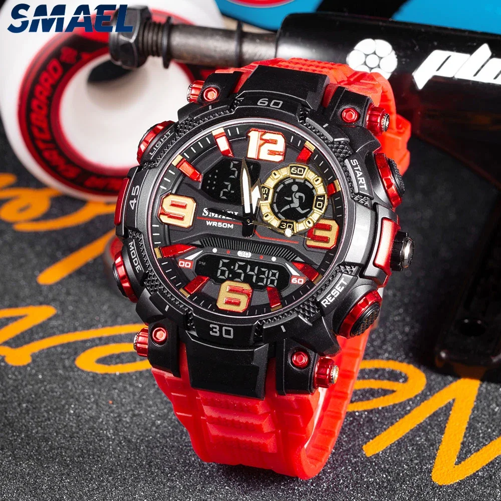 SMAEL 1921 Watch Night Light Alarm Clock Dual Display Electronic Watch Youth Student Waterproof Sports 2