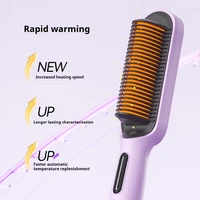 Brosse lissante à ions négatifs 2 en 1, lisse et boucle, anti-frisottis, 3 réglages de température pour tous types de cheveux 4