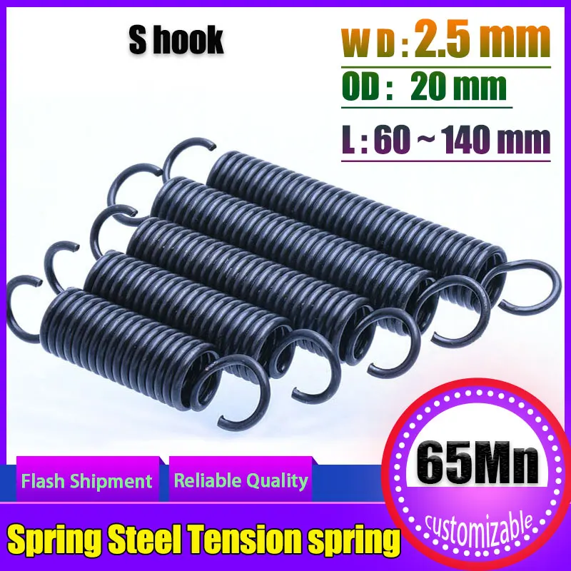 

Wire Diameter 2.5mm Outer Diameter 20mm Open Hook S Hook Tension Springs Pullback Spring Coil Extension Spring Draught Spring