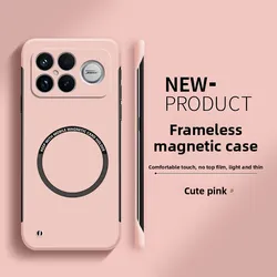 Fashion Slim Frameless Colorful Magnetic Anti - Drop Phone Case for Poco F7 (Pink)