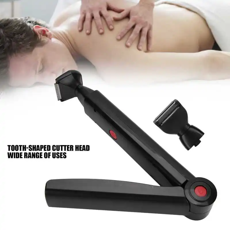 Electric Back Shaver 2 In 1 Facial Hair Trimmer Razor Rechargeable Foldable Handle Back Hair Removal Men Body Groomer 6