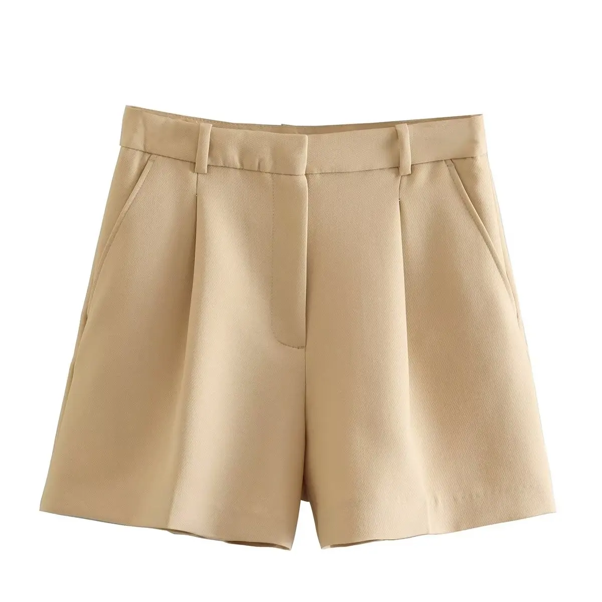 

2023 New Khaki Shorts Women Chic Lady Casual High-waisted Shorts Bermuda Female Hot Pants