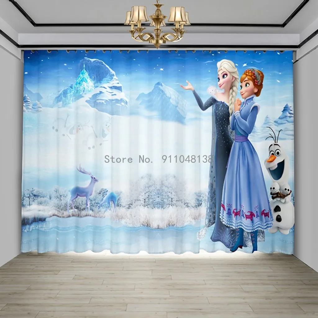 뜨거운 겨울왕국 엘사 안나 공주 올라프, 단열 커튼, 암막 빛 차단, 어린이 방 어둡게 하는 창문 드레이퍼, 2 개