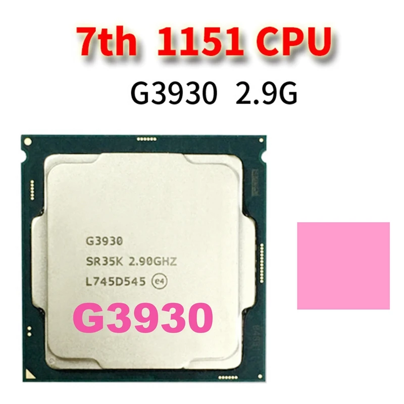 

Процессор G3930 CPU + Thermal Pad LGA 1151, 2,9 ГГц двухъядерный двухпотоковый ЦПУ процессор 2 Мб 51 Вт для Celeron