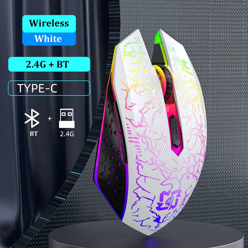 Dual-Mode RGB Wireless Bluetooth Mouse with Silent Functionality