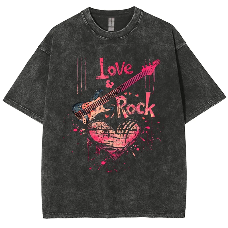

Футболка в стиле музыки Love And Rock, футболка в стиле хип-хоп Y2K, летняя уличная одежда оверсайз, винтажные Промытые футболки для серфинга для мужчин и женщин