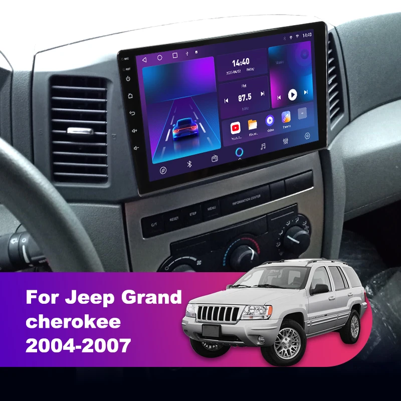 8+128G 2 Din 10.1 Inch Carplay Car Multimedia Player For Jeep Grand Cherokee 2004 2005 2006 2007 Android 12 GPS Navigator WIFI