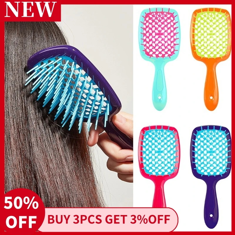 Hairdressing Comb Hollowing Out Wide Teeth Scalp Massage Hair Brushes