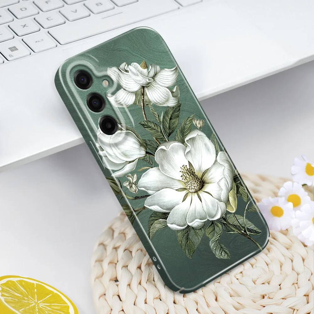 Elegant Magnolia Design Phone Case - Premium Hard Cover with Protective Film