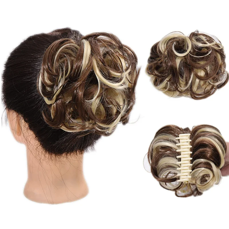 claw clip hair wavy curly hair patch suitable for women's ponytail extension synthetic fake bun
