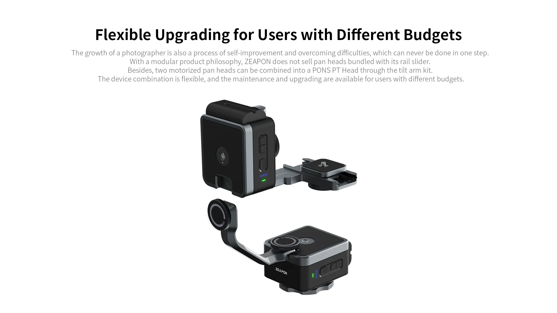 PONS Motorized Pan Head Single Axis Double Axis Linkage Horizontal Load Up To 50 kg for camera track slider
