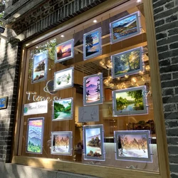 (12 Unit/Column) Mruiks A4 Size Wall to Wall Suspended Estate Agents LED Displays,Led Window Property Displays-Single Sided