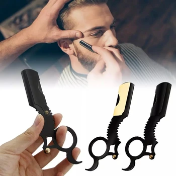 Pieghevole Barbiere Rasoio Taglio di Capelli Barba Sopracciglio Strumento di Rasatura Portatile Depilazione Rasoio Parrucchiere Lame di Taglio Sostituibili