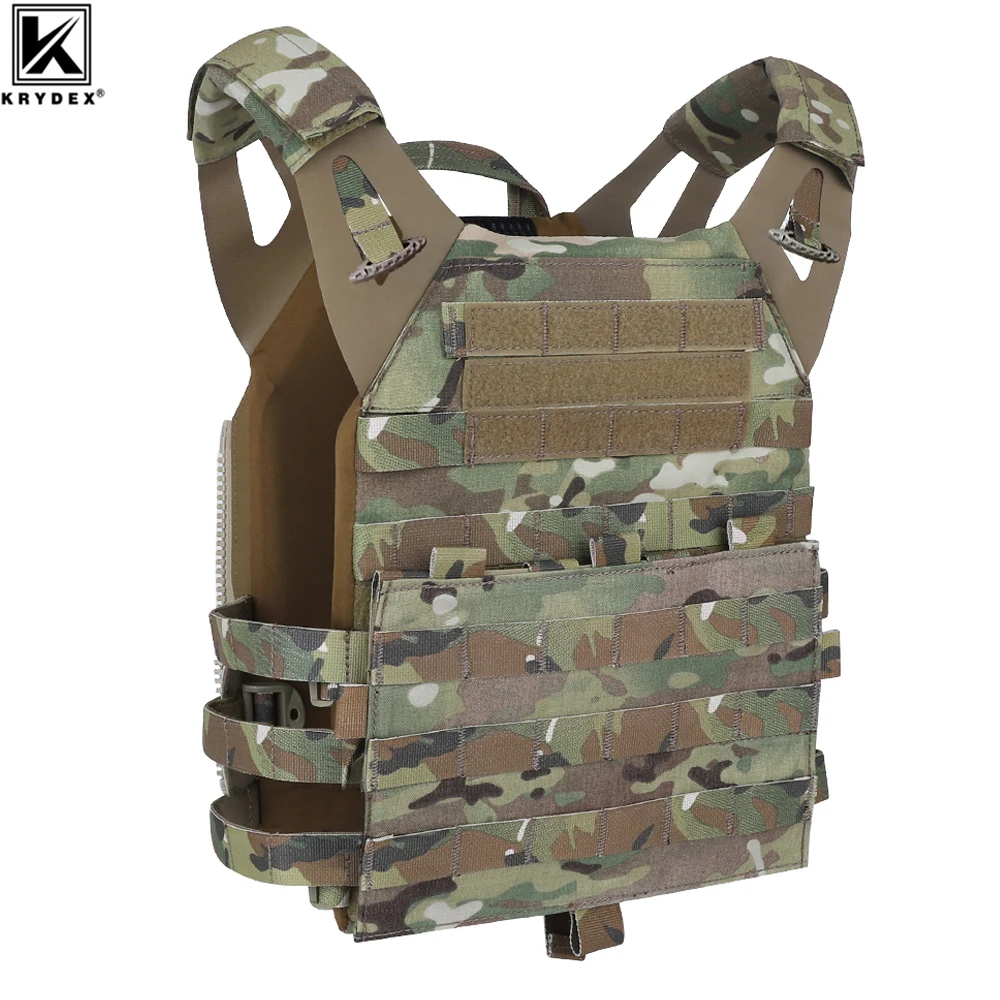 

KRYDEX 500D JPC 2.0 Tactical Vest MOLLE Front Flap Jump Plate Carrier Armor Combat Paintball Hunting CS Men Vest Camo MC