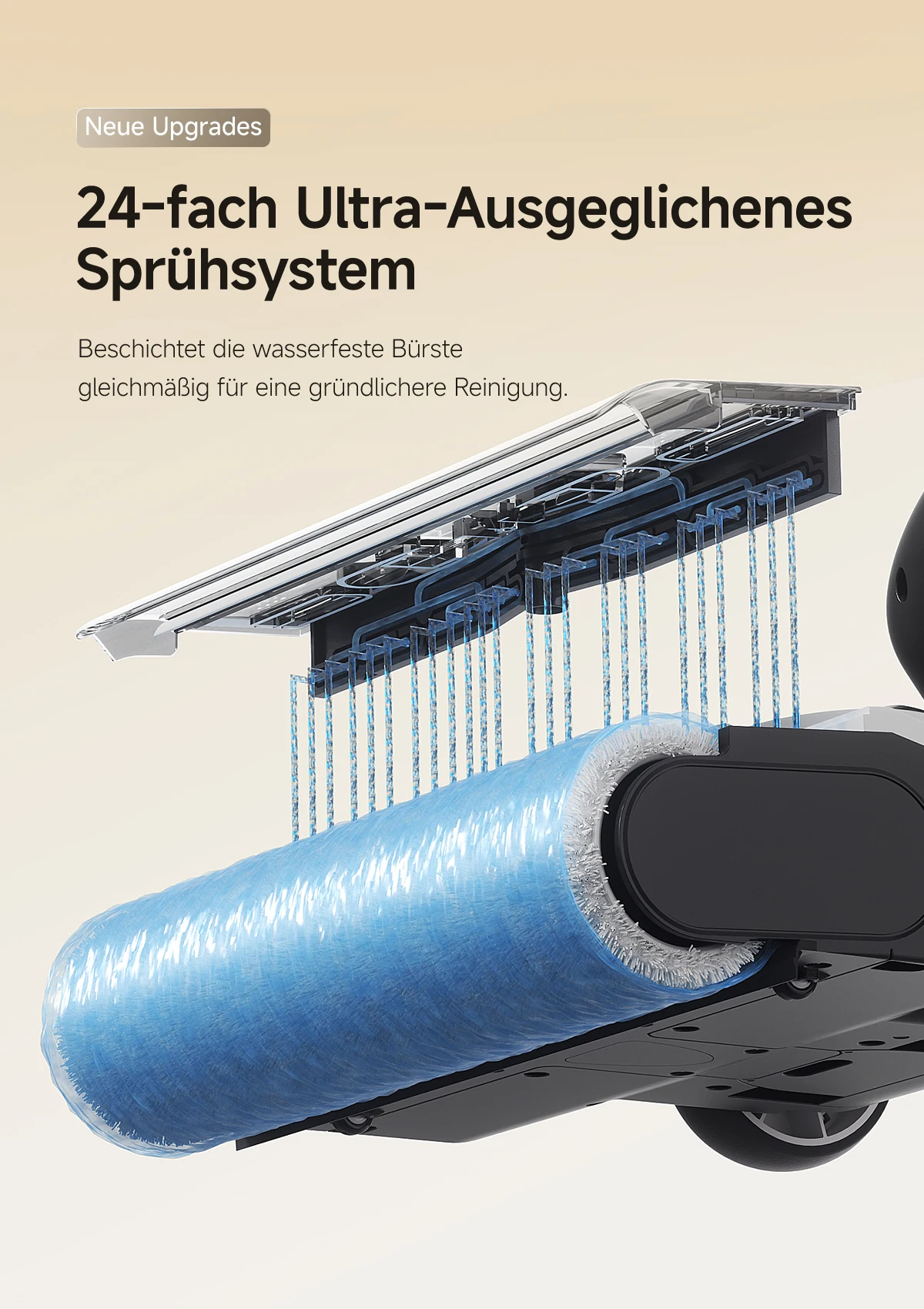 UWANT D500 Nass-Trocken-Staubsauger 17000Pa Saugkraft 180 ° Flachliegender kabelloser Wischmopp mit KI-Selbstreinigung 65 ° C Trocknung Dreiseitige Kante – Detail 20