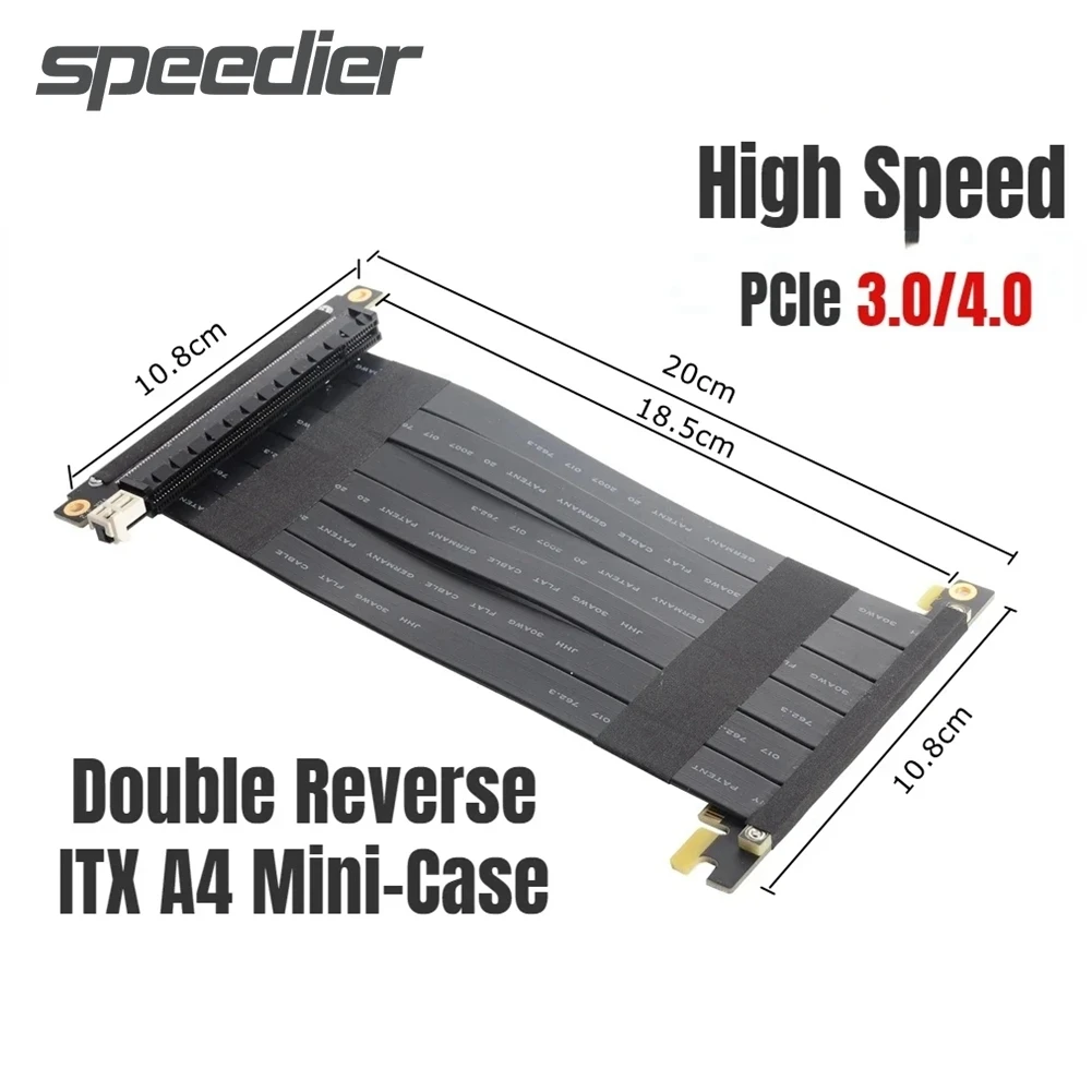 

Cheap Shield PCIe Riser X16 3.0 High Speed Extension Cable Double Reverse GPU Extender For A4 ITX K39 K49 K55 K99 A31s K01 Cases