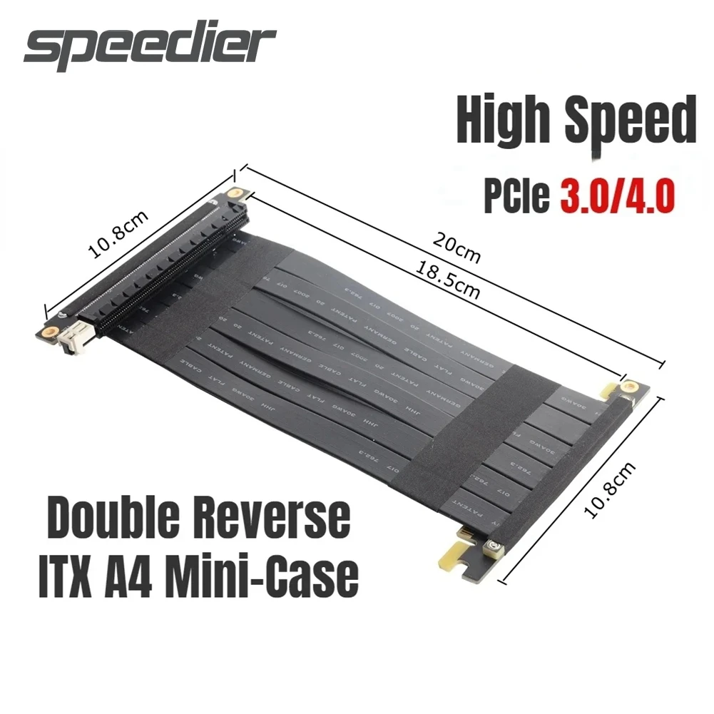 Cabo de Extensão Blindado de Alta Velocidade Extensor Reverso de Gpu Estojos Pci-e Riser X16 3.0 4.0 a4 Itx K39 K49 K55 K99 A31s K01 Barato