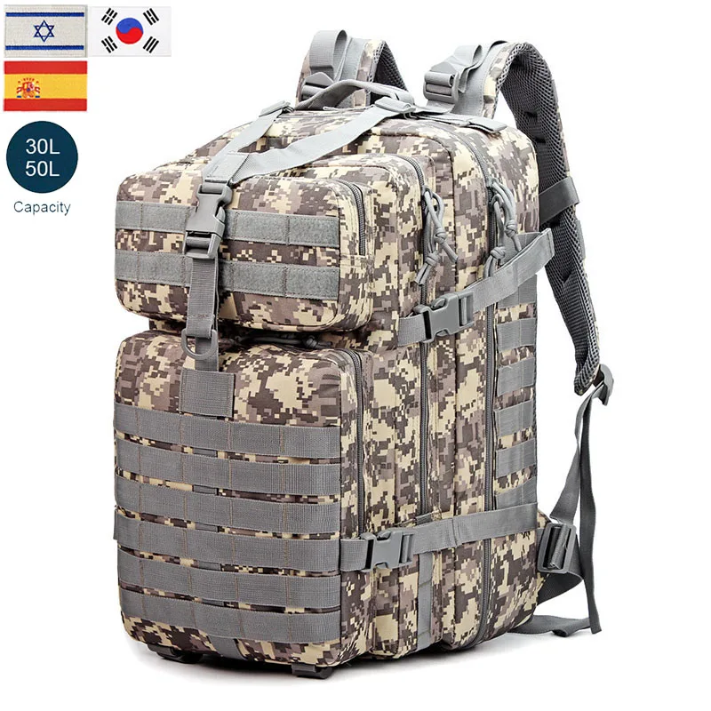 

50L/30L Camping Equipment Hiking Backpack Men Military Tactical Bags 3P Attack Knapsack Travel Trekking Hunting Fishing Bag