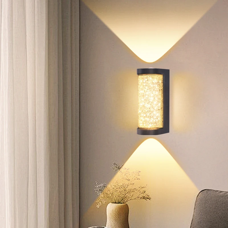 실내 럭셔리 Led 크리스탈 벽 램프 10W 현대 머리맡 침실 거실 통로 배경 벽 조명 AC85-265