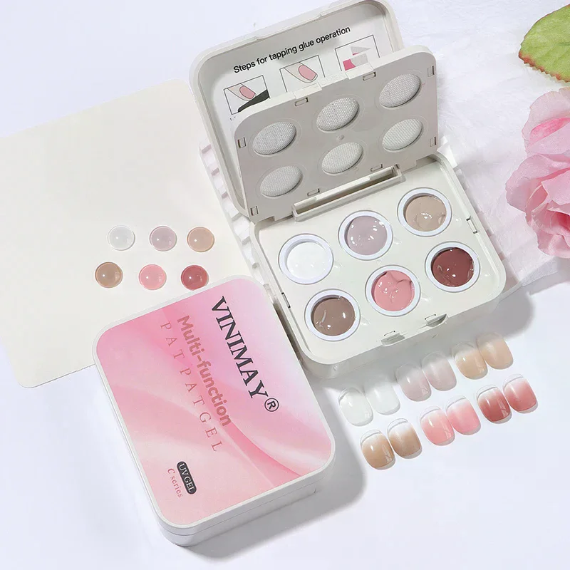 Set di Smalti Gel per Unghie con Effetto Cuscino d'Aria, 6 Colori, Smalto Pittorico, Colla per Unghie, Gel UV Soak Off, Effetto Sfumato - immagine 2