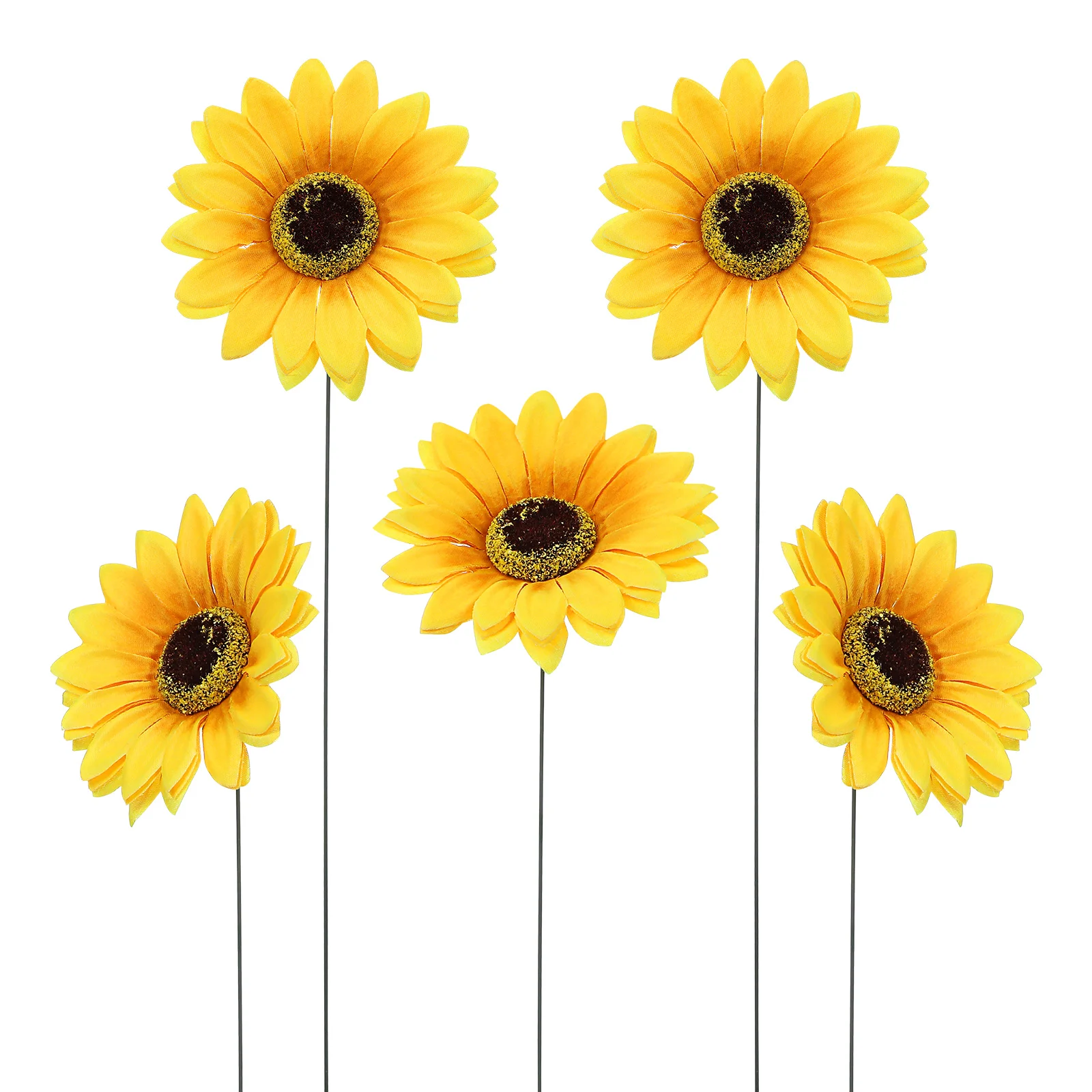 

Garden Sunflower Stake Yellow Flower Pot Pick Lawn Silk Flower Stake Decor Vase Filler Planter Insert Yard Decoration