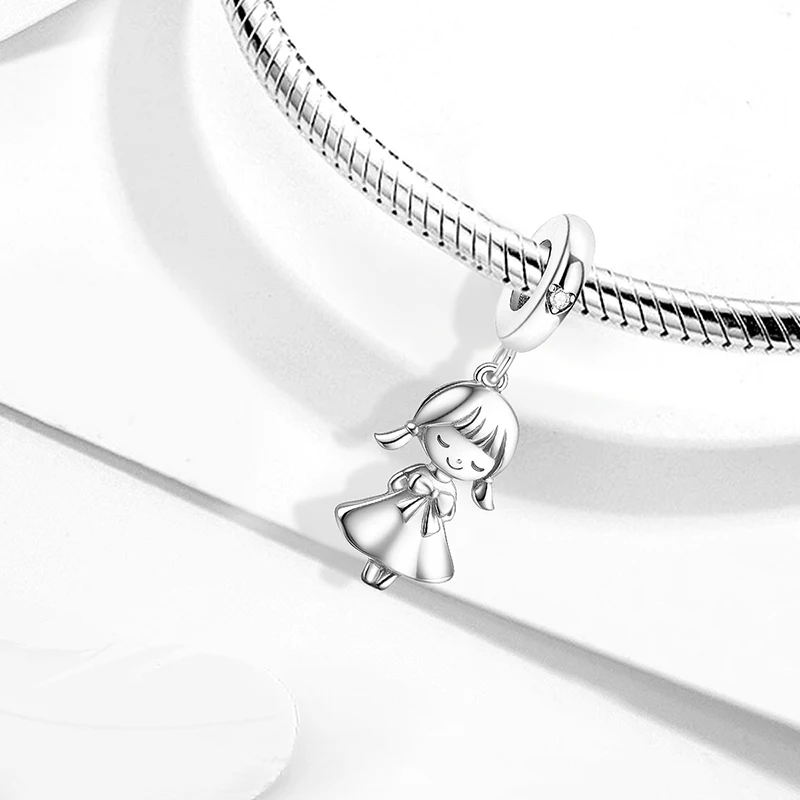 925 Sterling Silber Charms-Perlen aus der Girl-Boy-Charakter-Serie, passend für Original-Armbänder, hochwertiger DIY-Schmuck für Damen – Detail 16