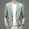 Spring Summer Men Ice Silk Thin Casual Sunscreen Blazer Fashion Casual Male Clothes Long Sleeve Big Size Slim Solid Blazers Coat 5