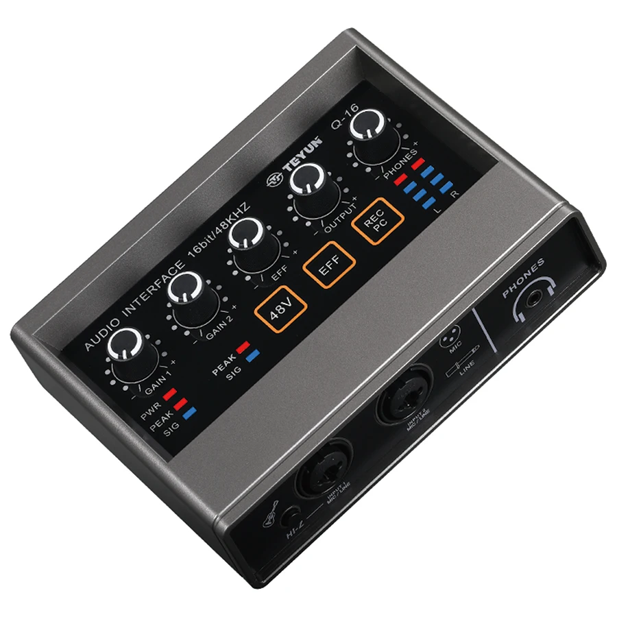 TEYUN Q-16 Sound Mixer Audio Professional Card Channel Monitoring Electric Guitar Live Recording For Studio Interface Singing DJ audio mixer sound card audio interface
