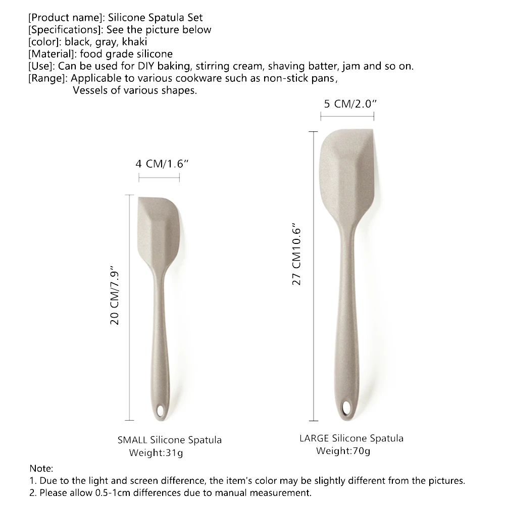 Food Grade Silicone Flexible Spatula Set of 2 For Baking Scraping Mixing BPA Free Nonstick Cooking Seamless Dishwasher Safe egg spatula,kitchen spatula
