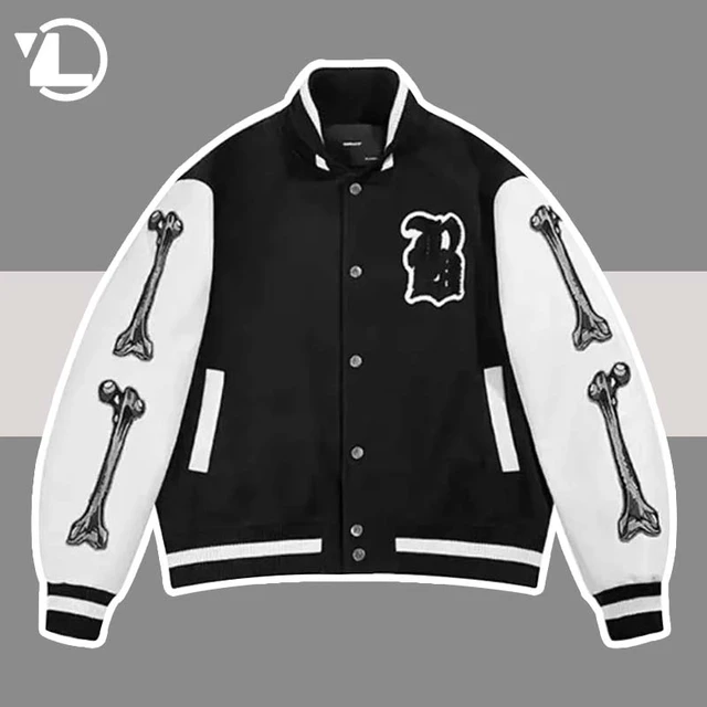 Be Savage Cotton Black Leather Sleeves Varsity Jacket Unisex