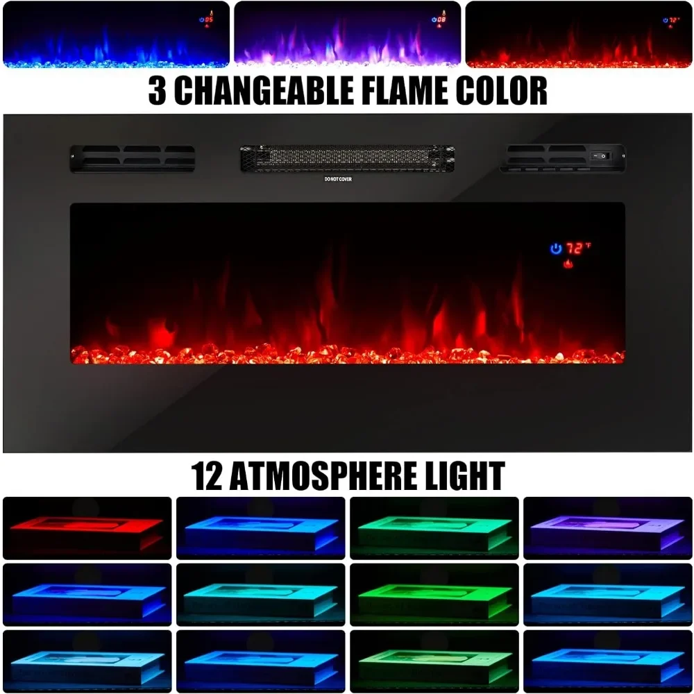 Media tv console table fireplace tv stand TV Stand with 36" Electric Fireplace, LED Light Entertainment Center, Entertainment Stand with Storage cabinet for TVs Up to 80"