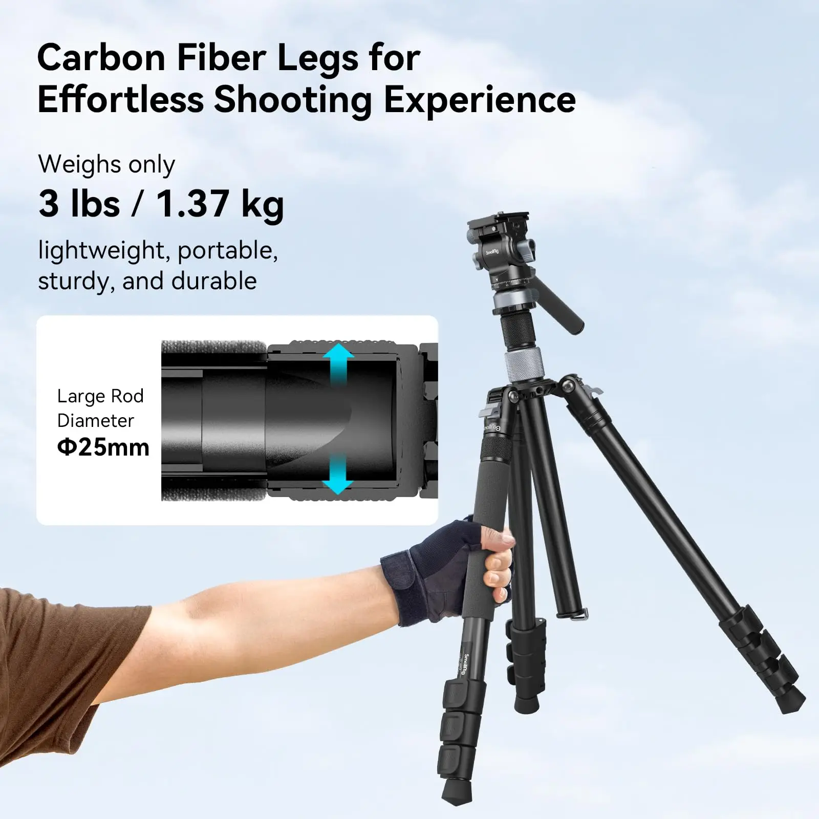 Travel Video Tripod Kit Lightweight Tripods with 360° Video Head for Arca-Swiss