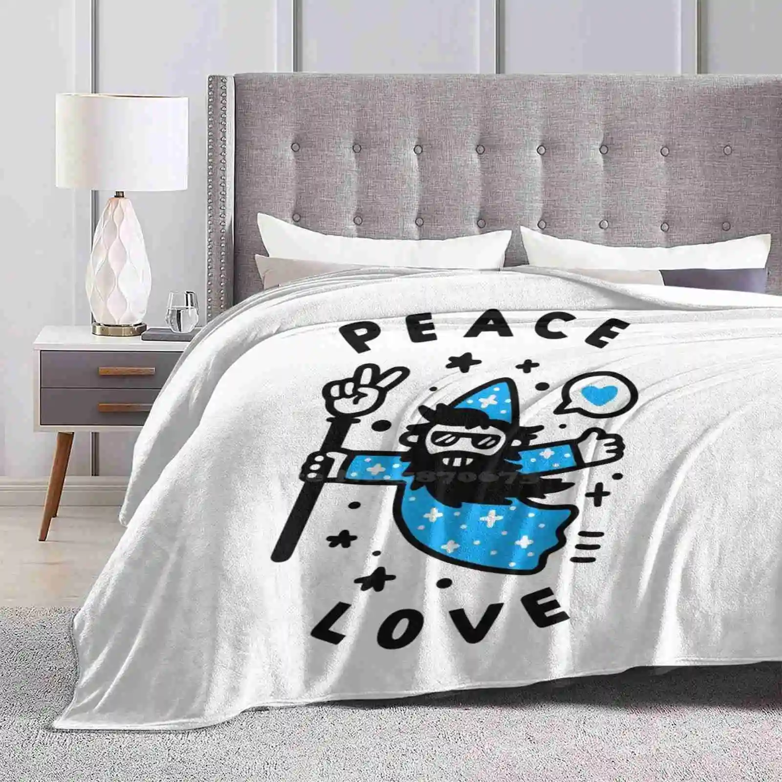 Il Mago Più Cool Vendita Calda Stampa Coperta Di Flanella Calda Di Alta Qualità Hippie Cool Cute Magic Stars Peace Out Peace And Love Blue