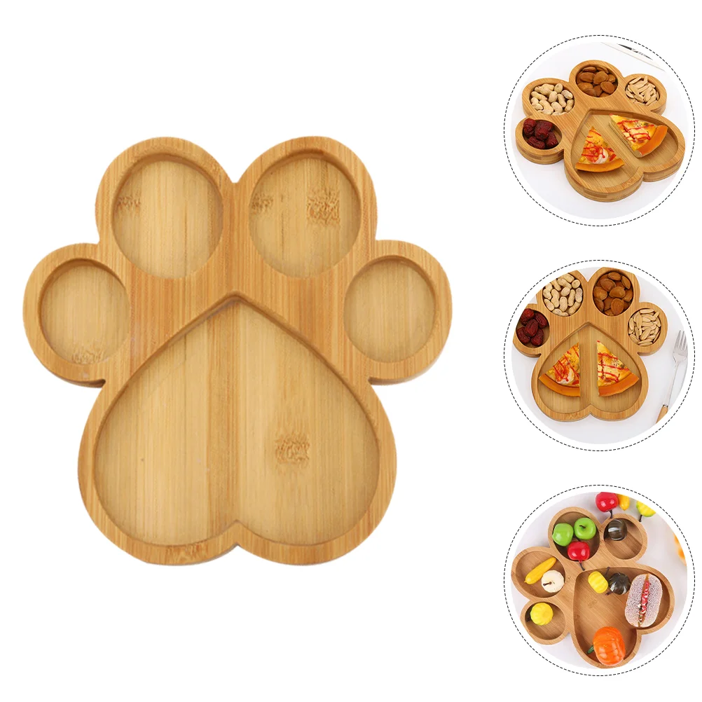 Paw Shaped Cutting Board Print Plates Bamboo Animal Tray Decor Food Platter Multi-function Child 3
