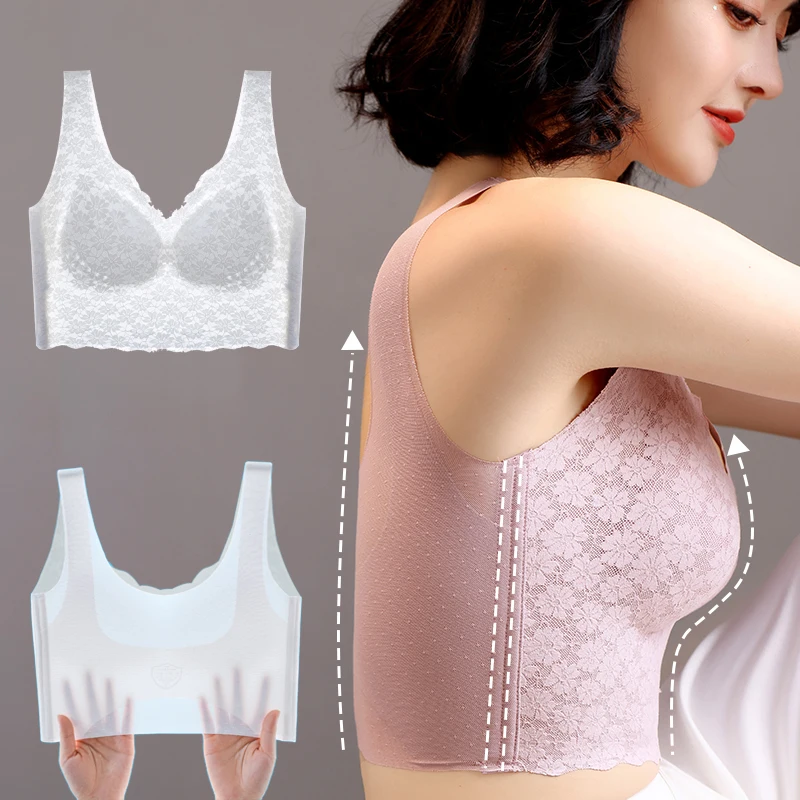 Seamless Lace Underwear Push Up Vest Bra Plus Size M-7XL Wirefree Vest Bra For Women Sleeping Bra Beauty Back Sports Vest Bra 6