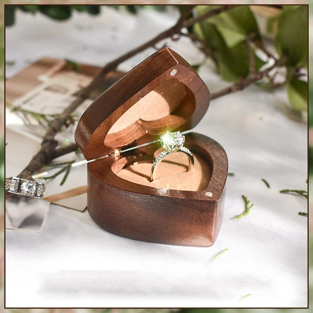 Amazon.com: Bochino Wood Ring Box for Wedding Ceremony Wooden Engagement  Ring Boxes for Two Rings Case Ring Bearer Case Wooden Ring Holder for  Proposal : Clothing, Shoes & Jewelry