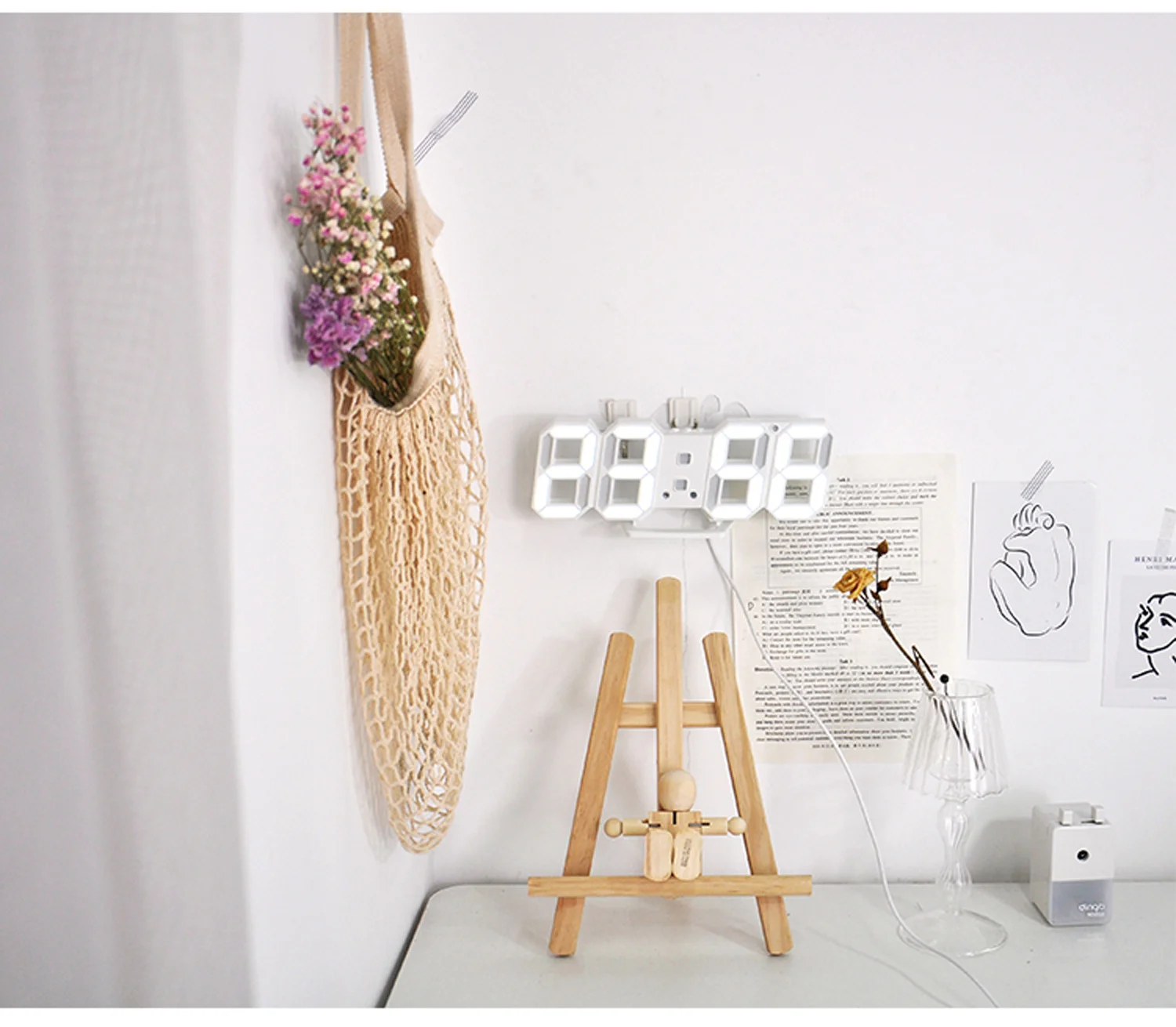 3D LED Digital Alarm Clock Three-dimensional Wall Hanging Watch Table Calendar Thermometer Electronic Furnishings