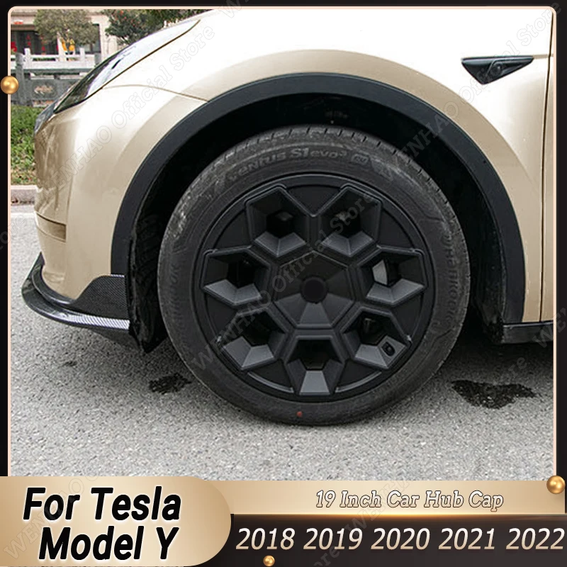 

19 Inch Car Hub Cap for Tesla Model Y 2018-2022 Wheel Hubcap Performance Replacement Wheel Cap Full Rim Kits Cover Accessories
