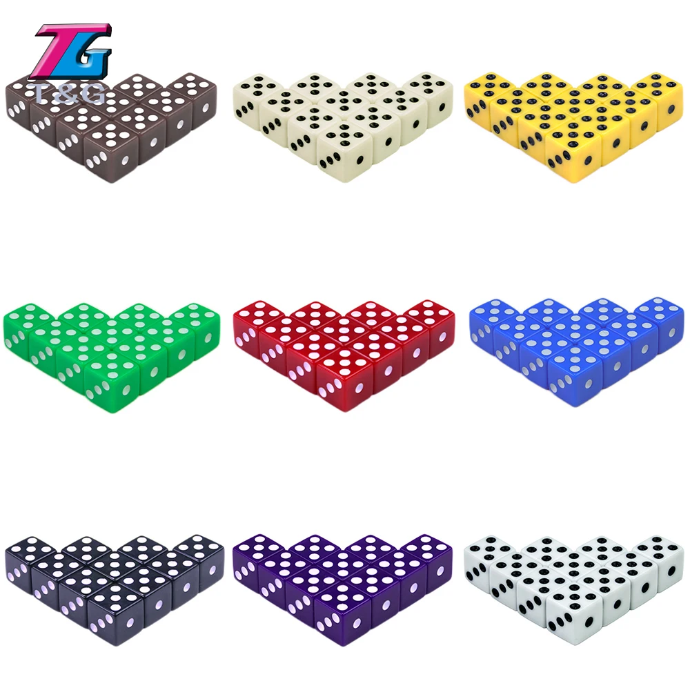 

10pcs Standard Plastic 12mm Game White Dice Die Toy New outdoorliving,7 colors