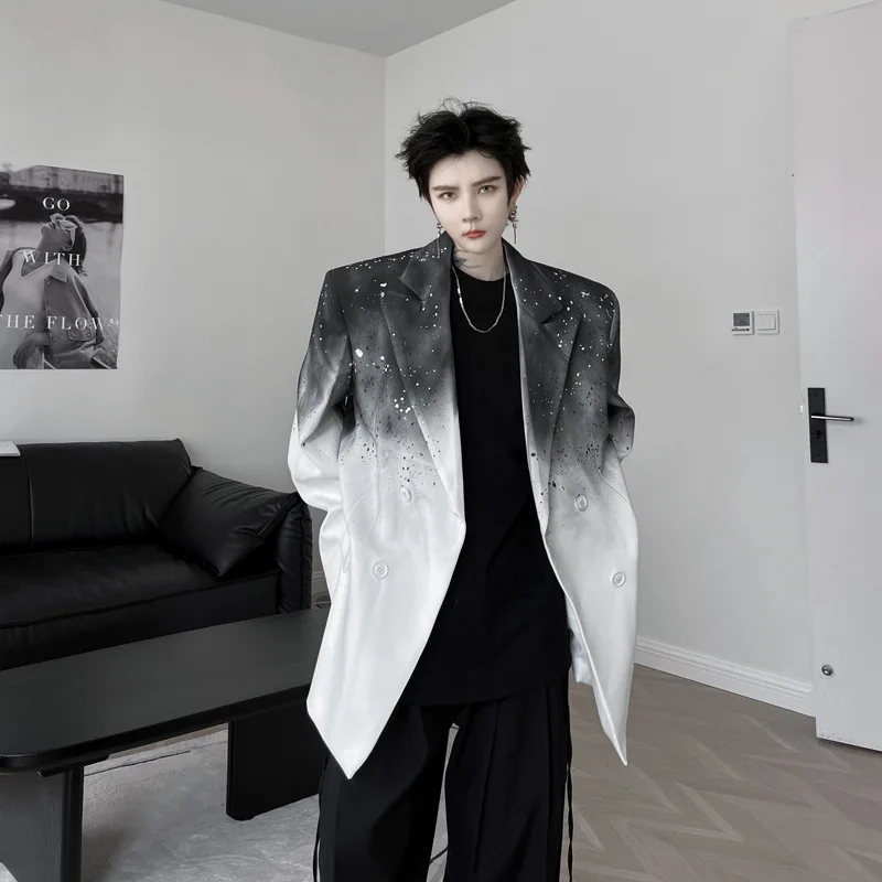 

SuperAen Korean High-end Ink Printing Design 2023 Autumn New Fashion Loose High Street Blazer Coat