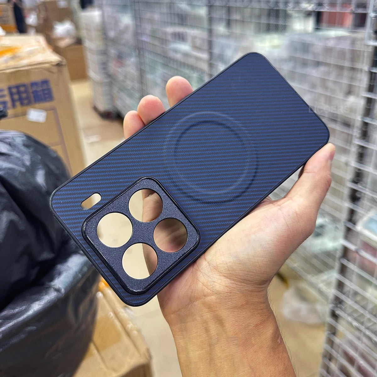 Carbon Fiber Texture Leather Magnetic Shockproof Case with Full Camera Protection
