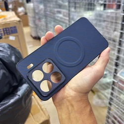 Carbon Fiber Texture Leather Magnetic Shockproof Case with Full Camera Protection for Xiaomi 15T (Blue)