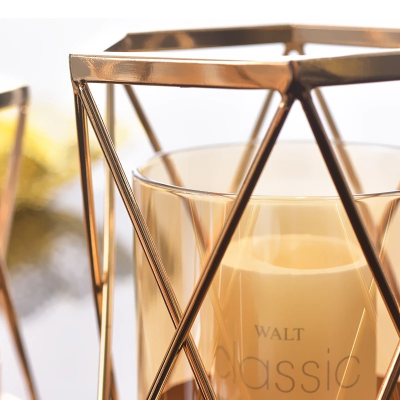 Metal Golden Vase Hexagonal Hydroponic Glass Flowers Pot Decorative Vase/candle Holder Dual-purpose Ornaments Vintage Home Decor - Image 4